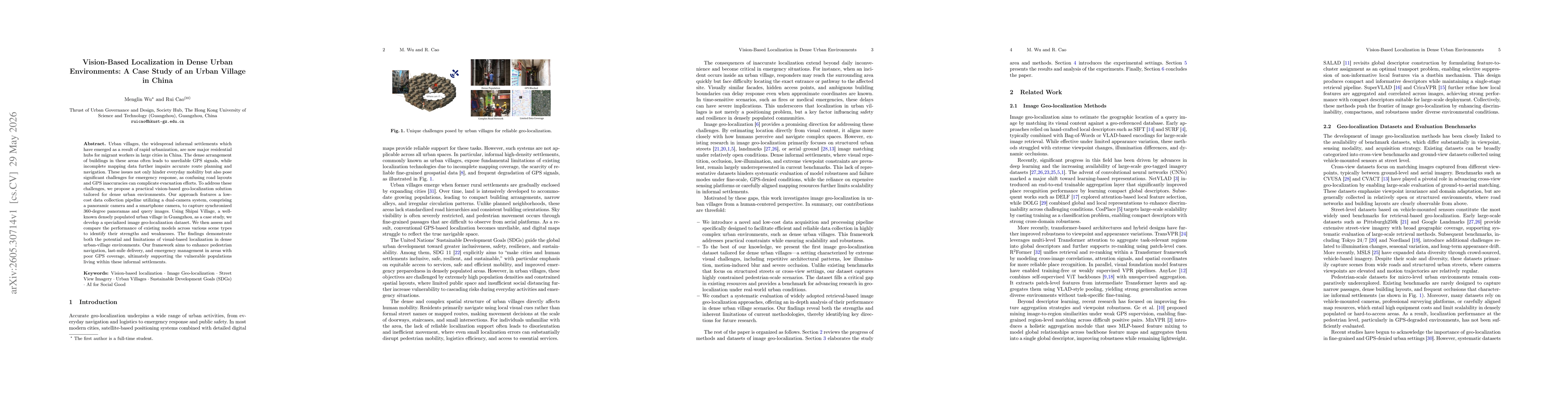 Thumbnail for Vision-Based Localization in Dense Urban Environments: A Case Study of an Urban Village in China