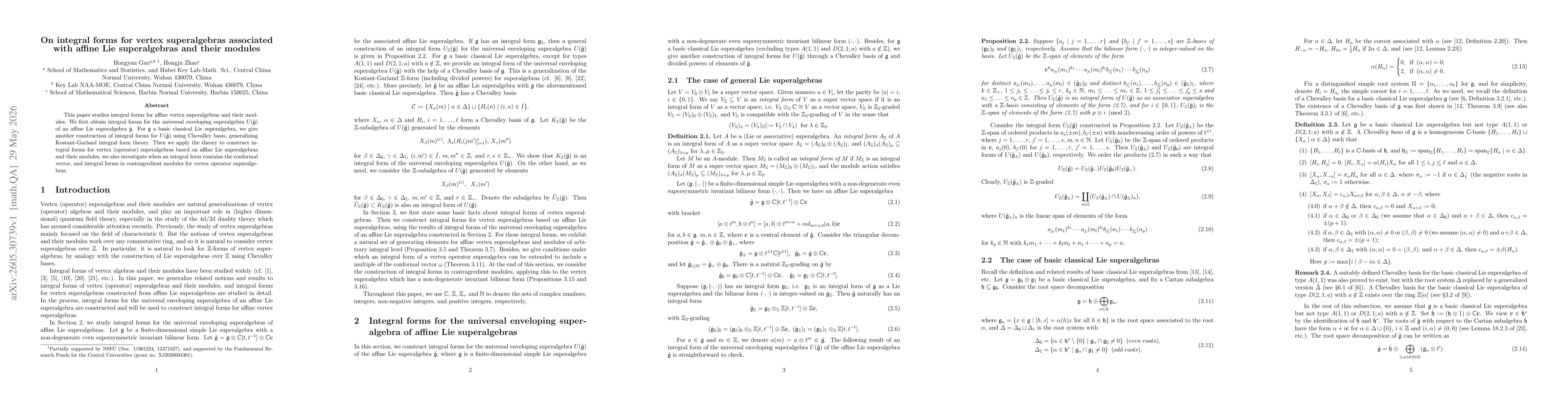 Thumbnail for On integral forms for vertex superalgebras associated with affine Lie superalgebras and their modules