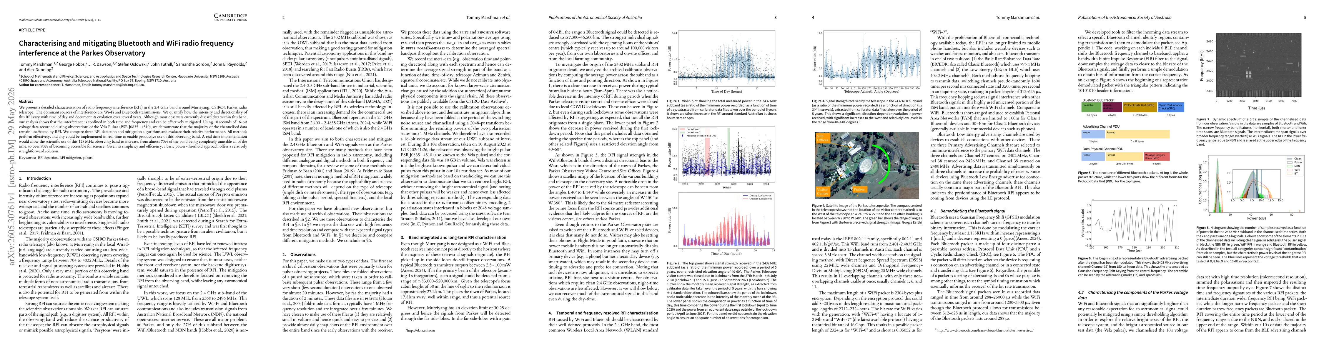 Thumbnail for Characterising and mitigating Bluetooth and WiFi radio frequency interference at the Parkes Observatory