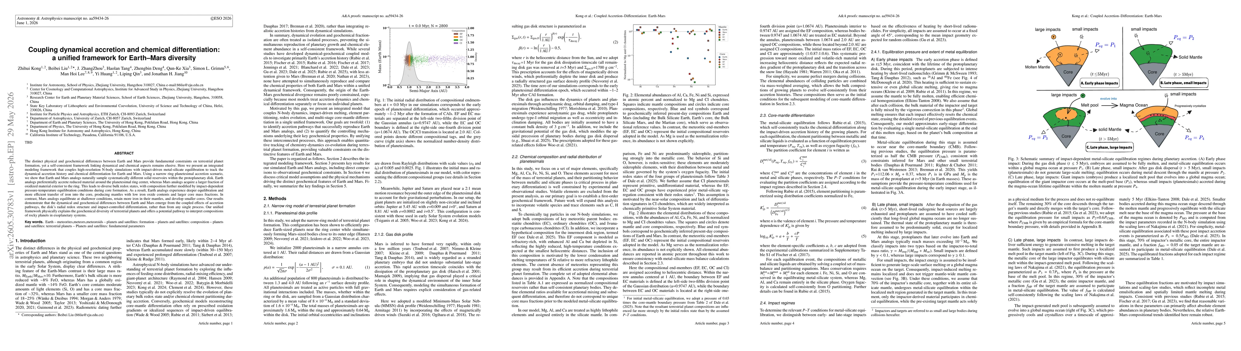 Thumbnail for Coupling dynamical accretion and chemical differentiation: a unified framework for Earth-Mars diversity