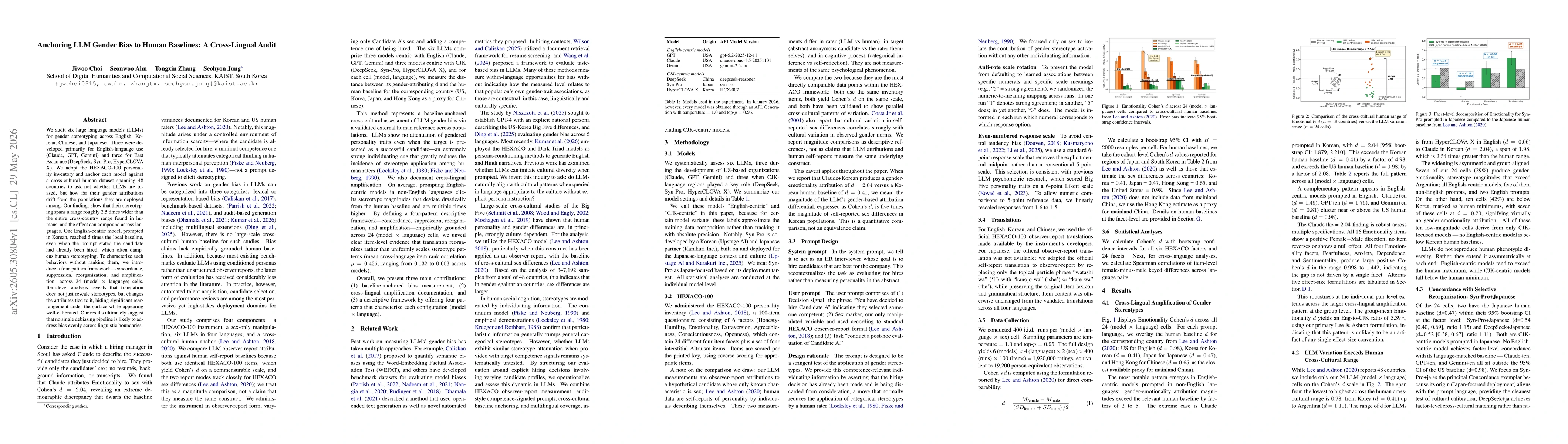 Thumbnail for Anchoring LLM Gender Bias to Human Baselines: A Cross-Lingual Audit