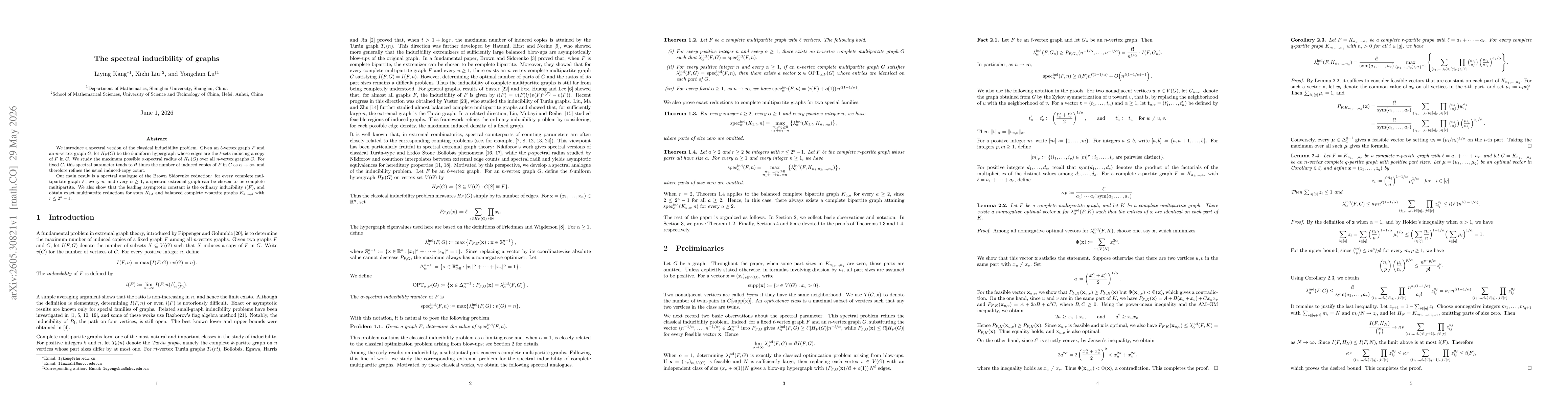 Thumbnail for The spectral inducibility of graphs