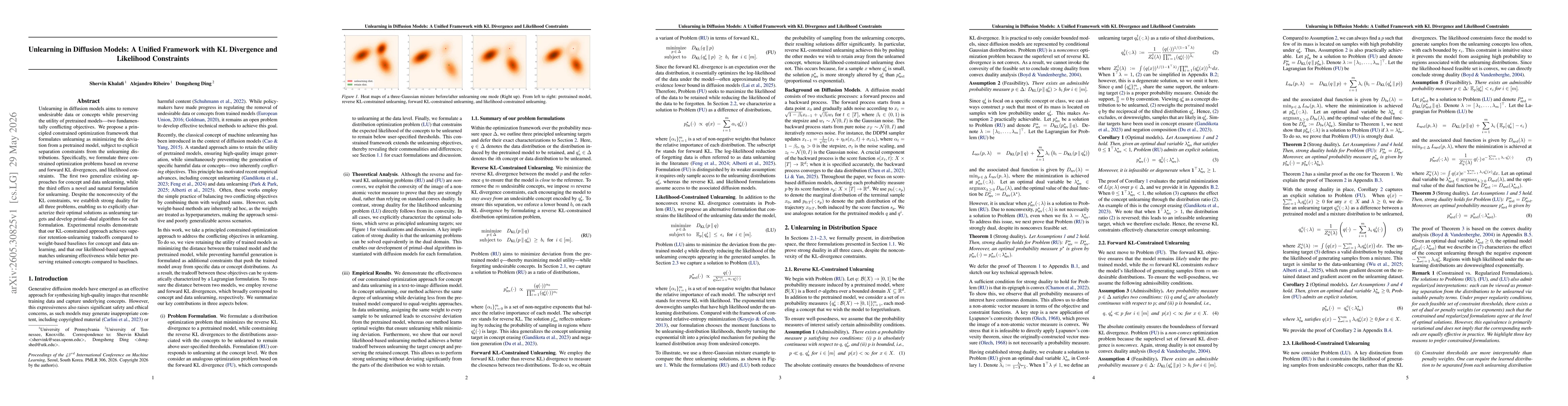 Thumbnail for Unlearning in Diffusion Models: A Unified Framework with KL Divergence and Likelihood Constraints