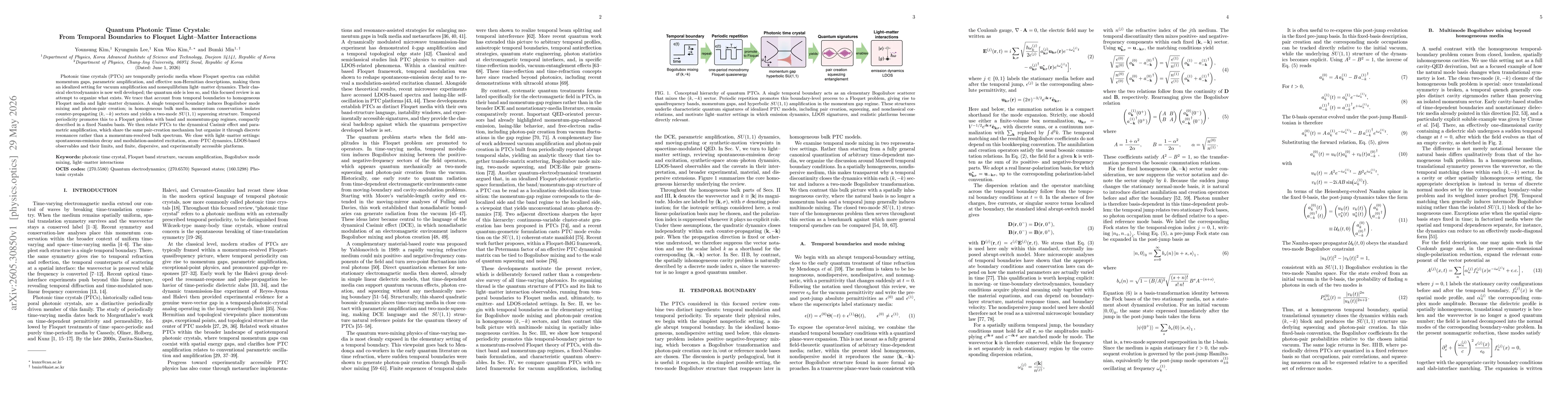 Thumbnail for Quantum Photonic Time Crystals: From Temporal Boundaries to Floquet Light-Matter Interactions