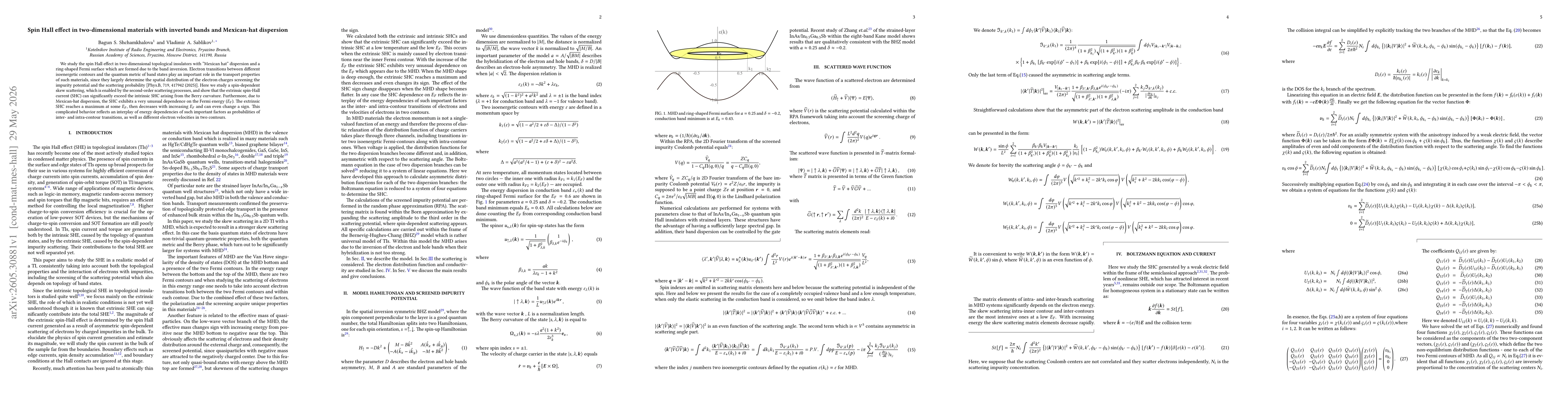 Thumbnail for Spin Hall effect in two-dimensional materials with inverted bands and Mexican-hat dispersion