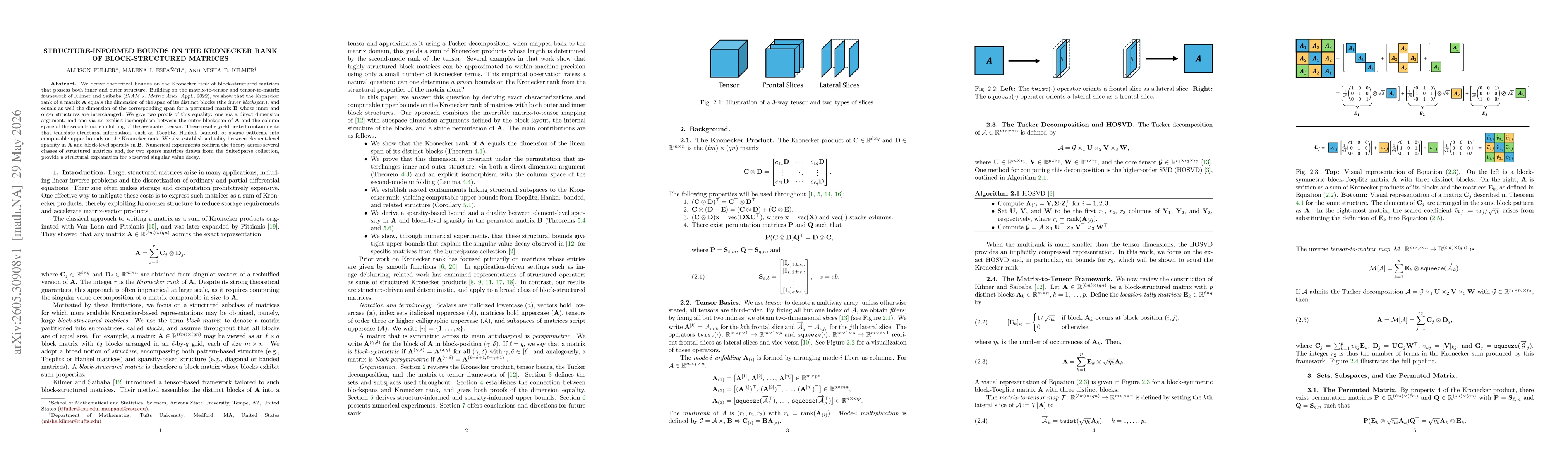 Thumbnail for Structure-Informed Bounds on the Kronecker Rank of Block-Structured Matrices