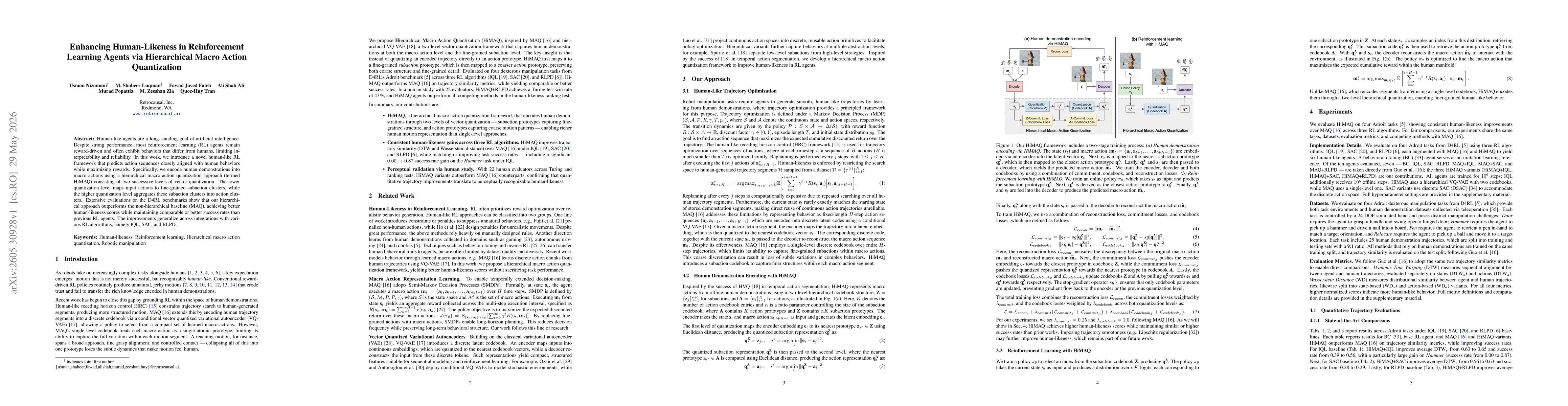 Thumbnail for Enhancing Human-Likeness in Reinforcement Learning Agents via Hierarchical Macro Action Quantization