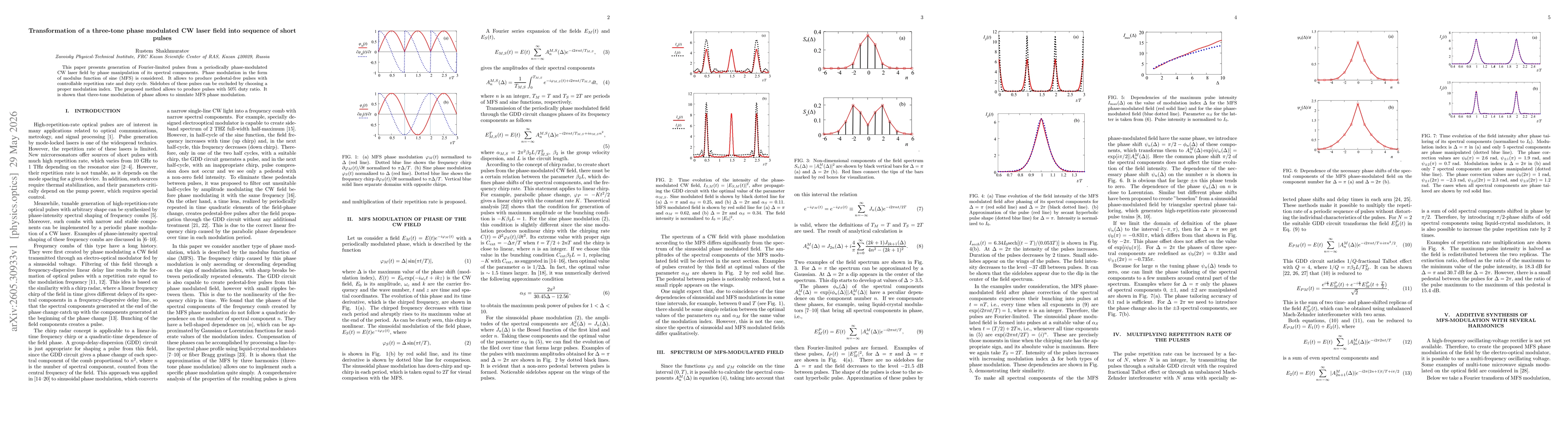 Thumbnail for Transformation of a three-tone phase modulated CW laser field into sequence of short pulses