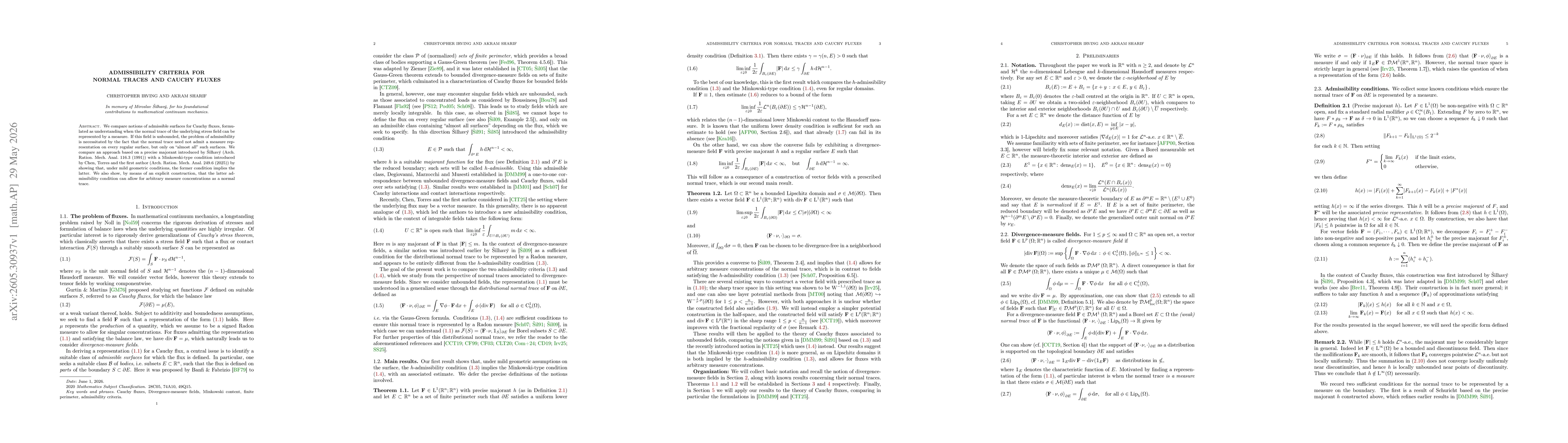 Thumbnail for Admissibility criteria for normal traces and Cauchy fluxes