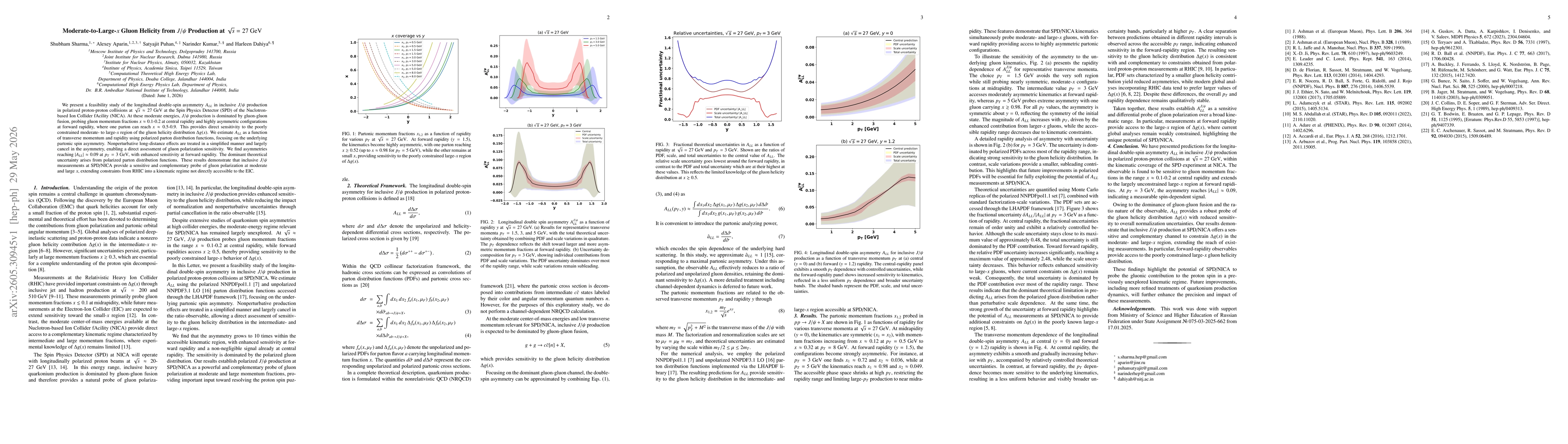Thumbnail for Moderate-to-Large-$x$ Gluon Helicity from $J/ψ$ Production at $\sqrt{s}=27~\mathrm{GeV}$