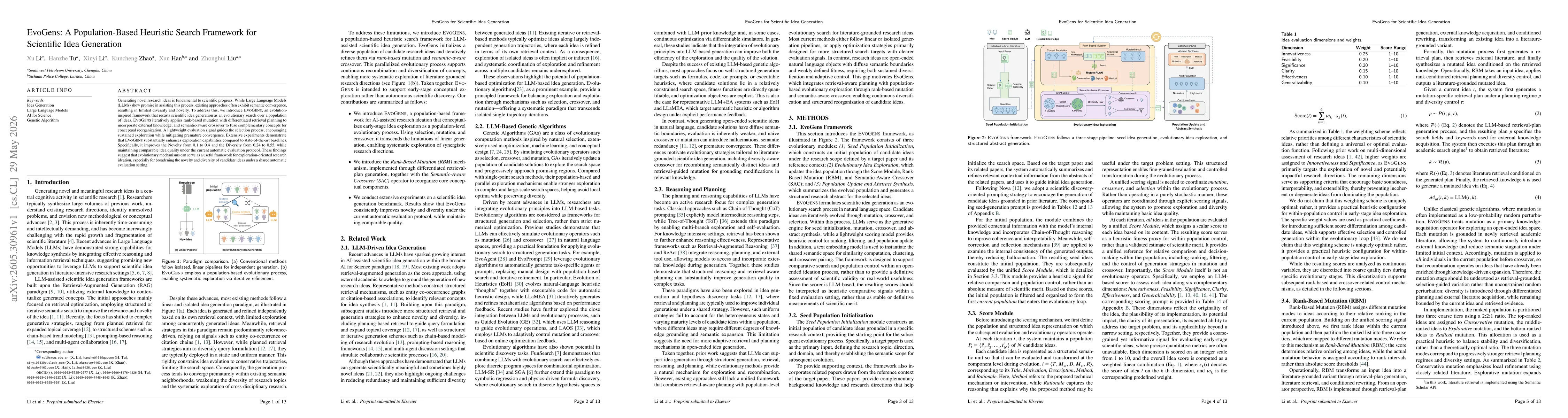 Thumbnail for EvoGens: A Population-Based Heuristic Search Framework for Scientific Idea Generation
