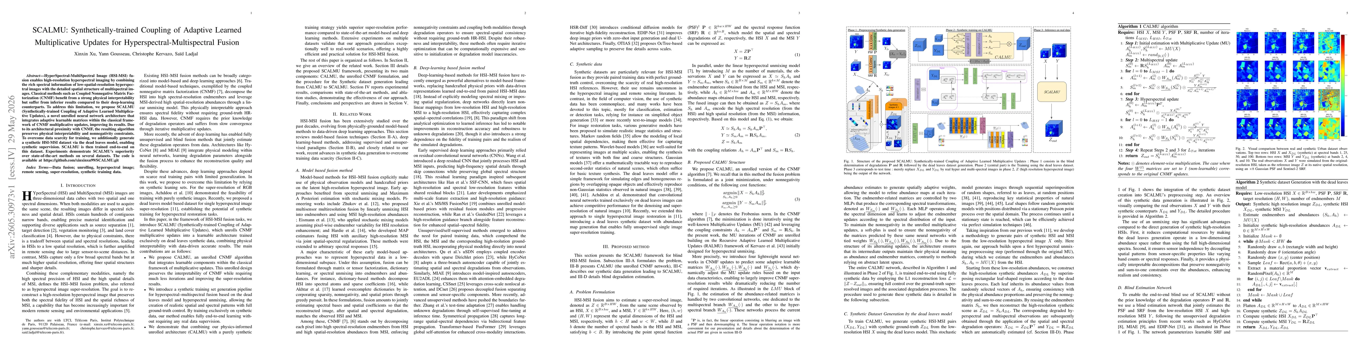Thumbnail for SCALMU: Synthetically-trained Coupling of Adaptive Learned Multiplicative Updates for Hyperspectral-Multispectral Fusion