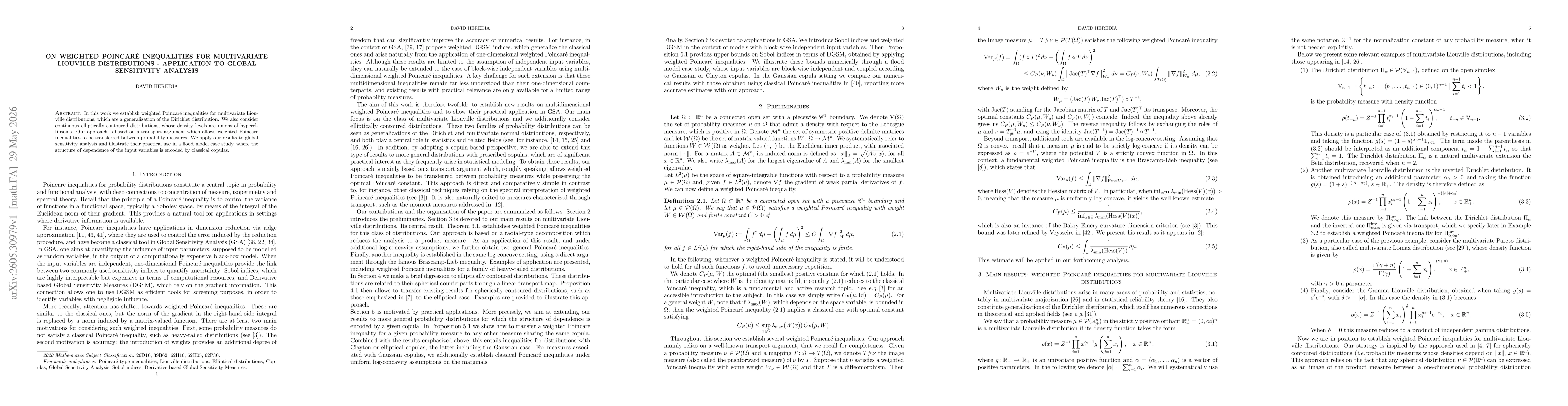 Thumbnail for On weighted Poincar{é} inequalities for multivariate Liouville distributions -- Application to Global Sensitivity Analysis