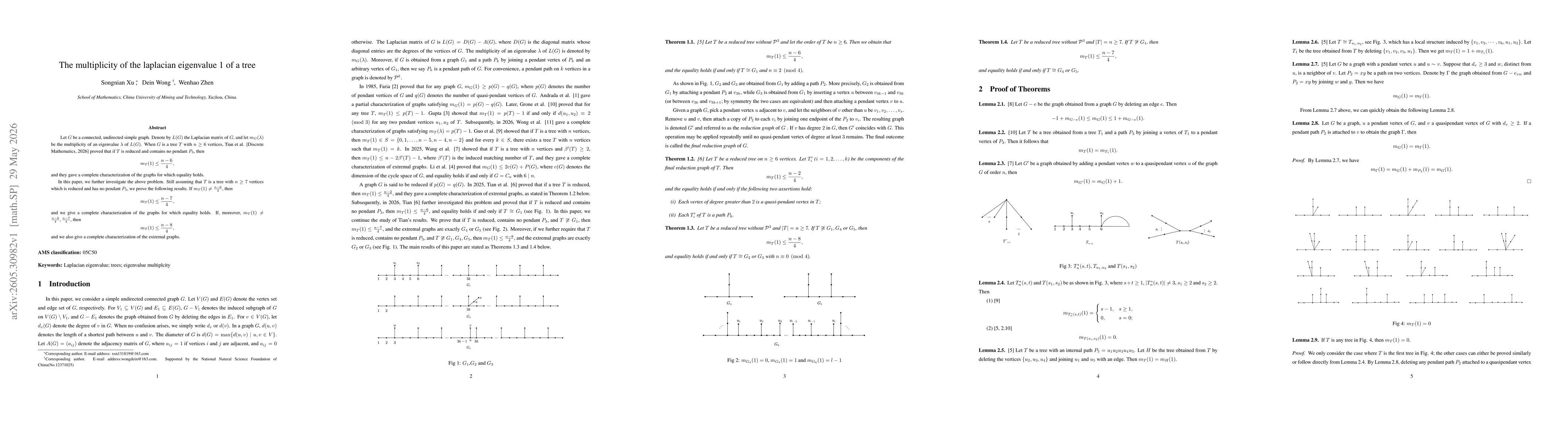 Thumbnail for The multiplicity of the laplacian eigenvalue 1 of a tree