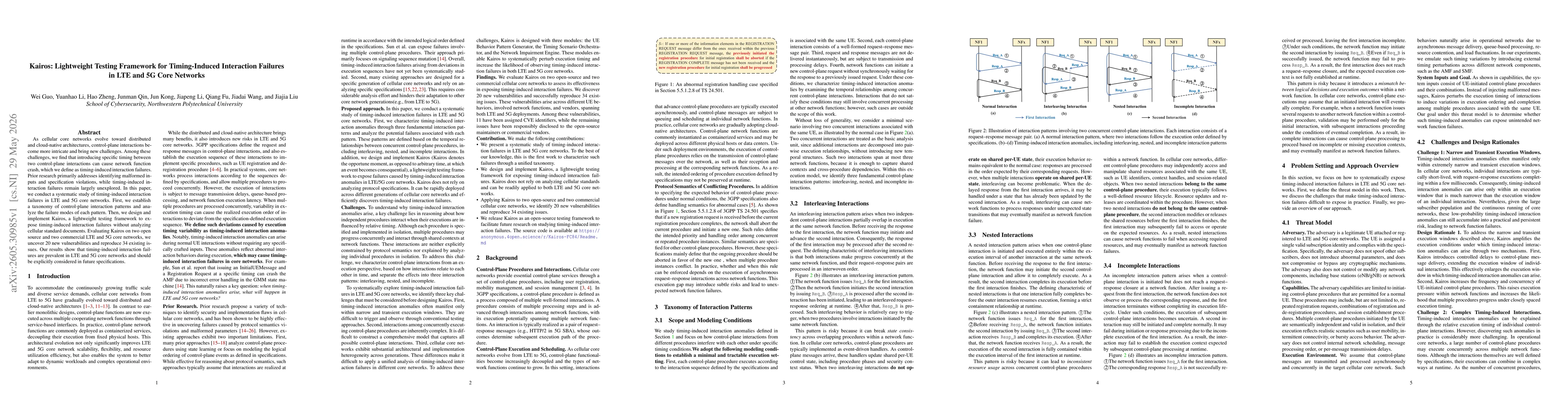 Thumbnail for Kairos: Lightweight Testing Framework for Timing-Induced Interaction Failures in LTE and 5G Core Networks
