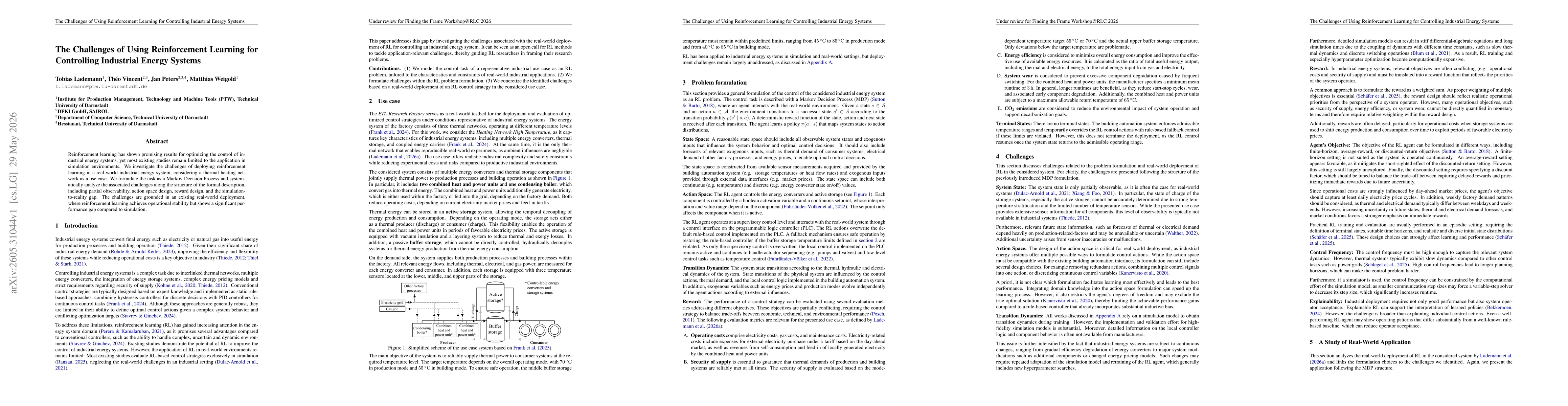 Thumbnail for The Challenges of Using Reinforcement Learning for Controlling Industrial Energy Systems