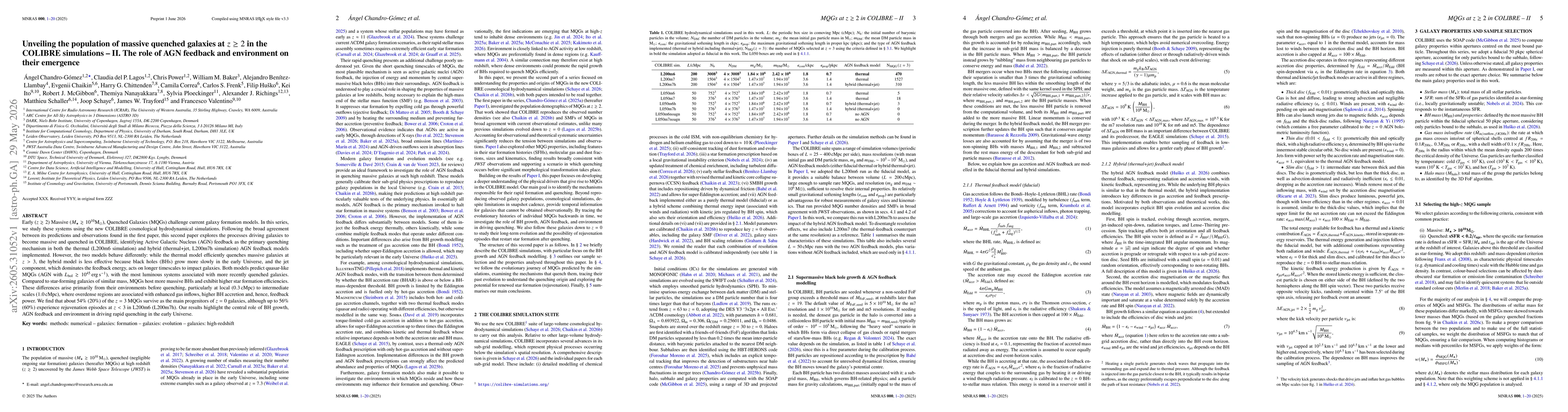 Thumbnail for Unveiling the population of massive quenched galaxies at $z\ge2$ in the COLIBRE simulations -- II. The role of AGN feedback and environment on their emergence