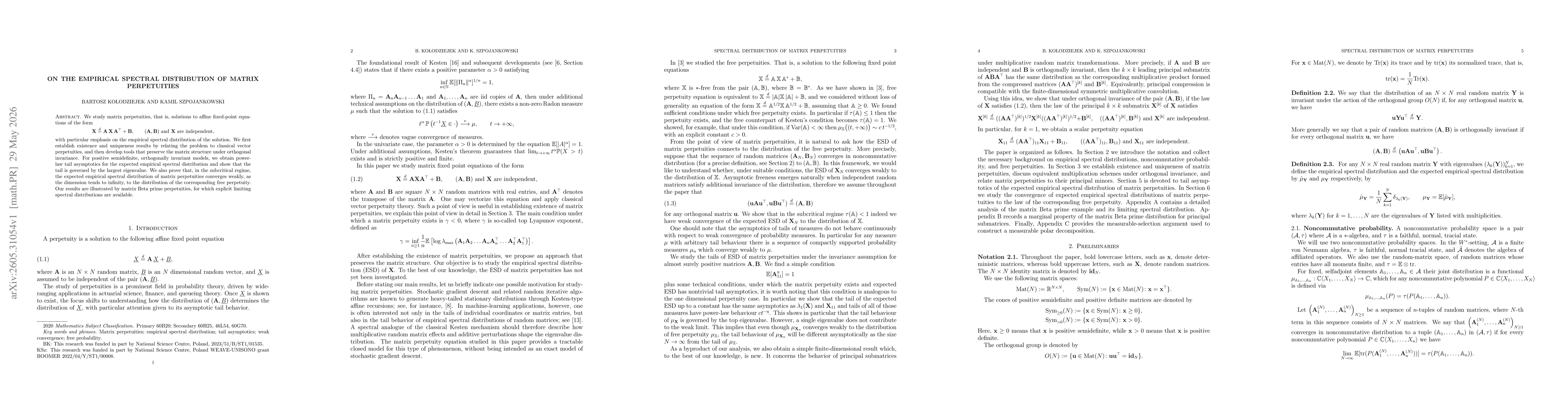 Thumbnail for On the empirical spectral distribution of matrix perpetuities