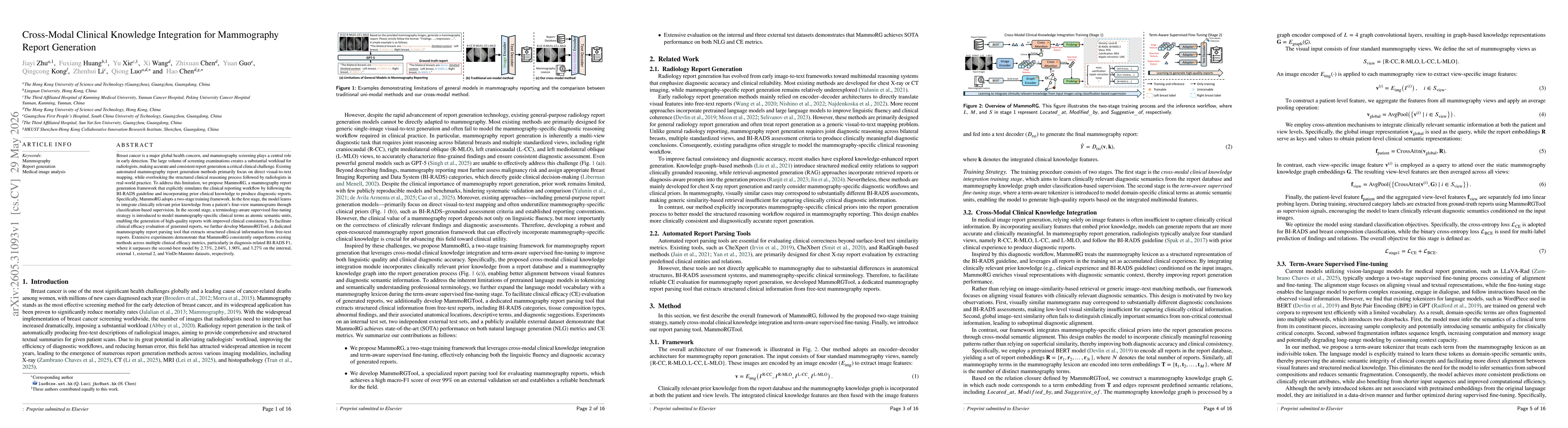 Thumbnail for Cross-Modal Clinical Knowledge Integration for Mammography Report Generation
