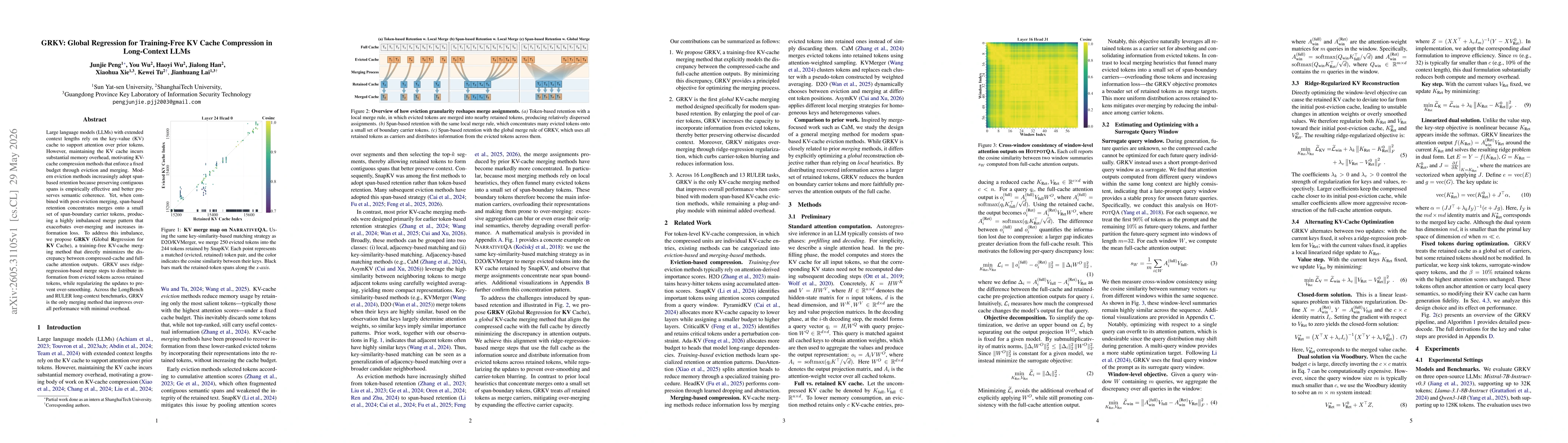 Thumbnail for GRKV: Global Regression for Training-Free KV Cache Compression in Long-Context LLMs