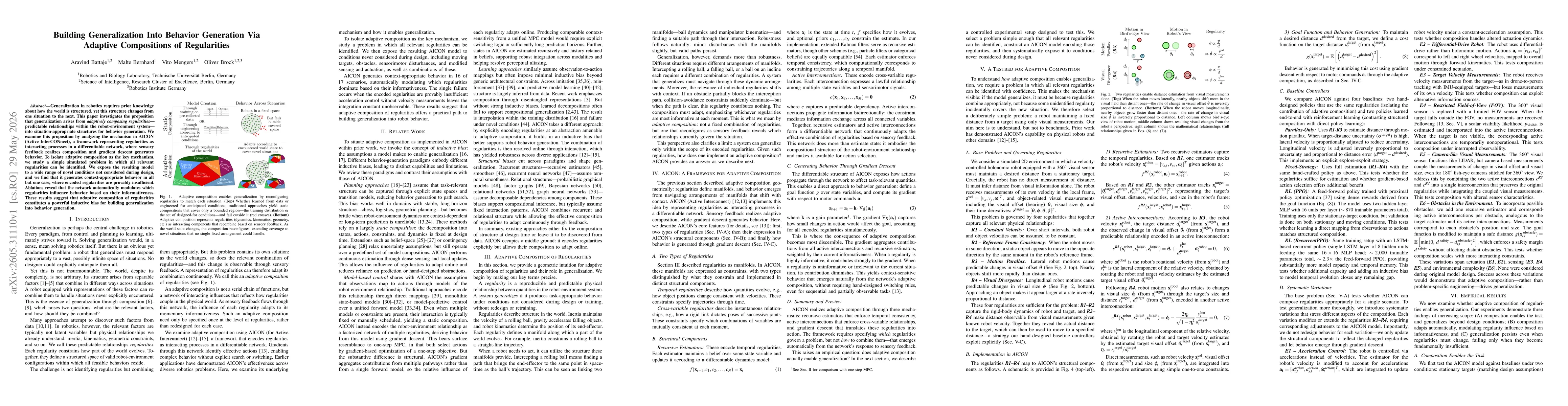 Thumbnail for Building Generalization Into Behavior Generation Via Adaptive Compositions of Regularities