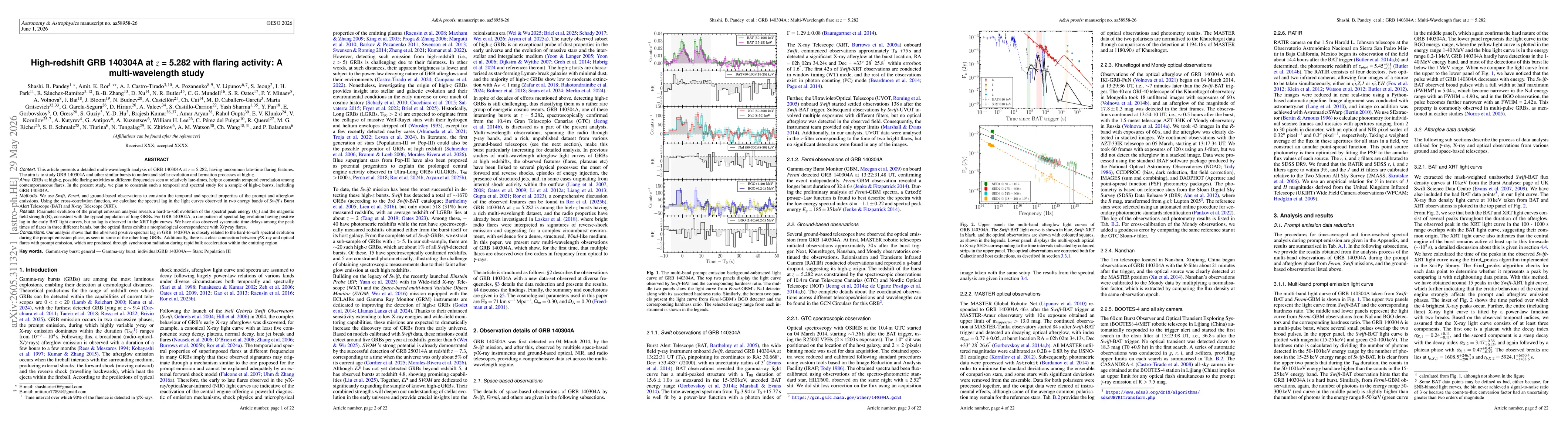 Thumbnail for High-redshift GRB 140304A at z = 5.282 with flaring activity: A multi-wavelength study