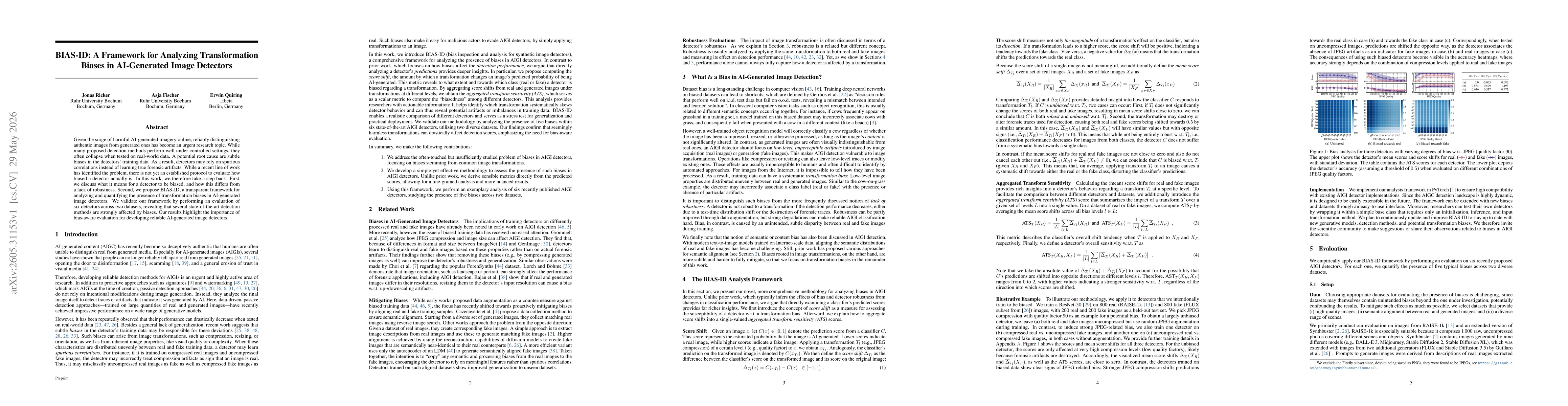 Thumbnail for BIAS-ID: A Framework for Analyzing Transformation Biases in AI-Generated Image Detectors