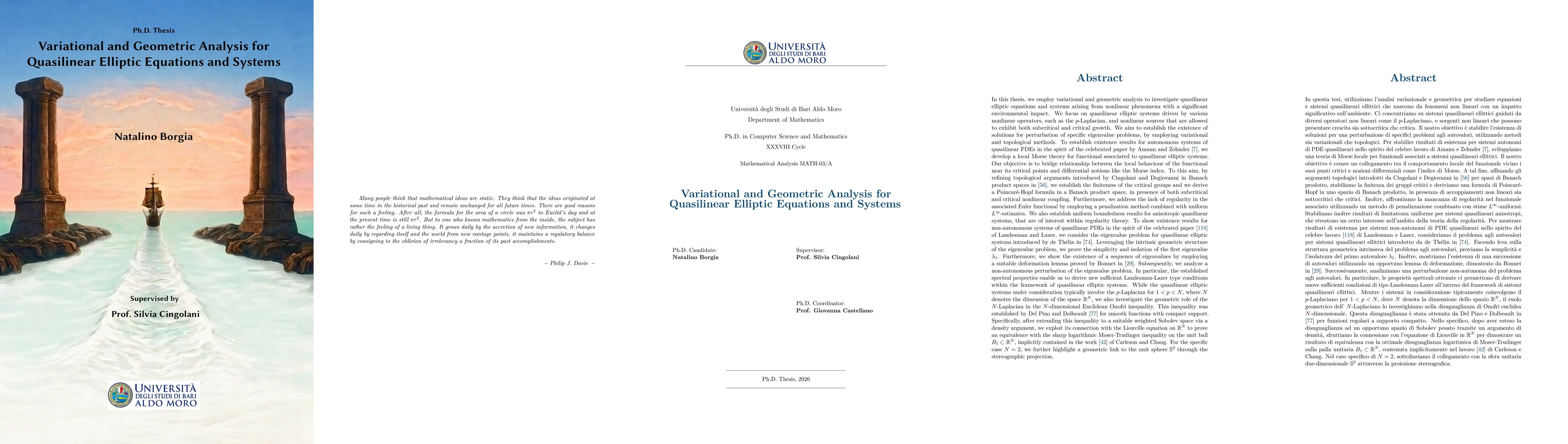 Thumbnail for Variational and Geometric Analysis for Quasilinear Elliptic Equations and Systems