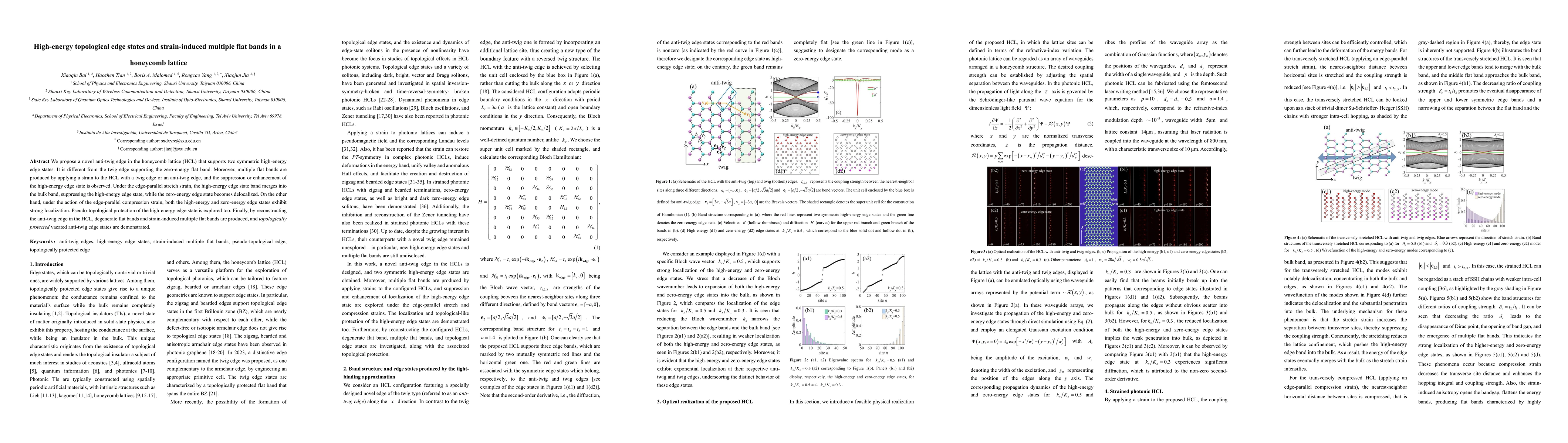 Thumbnail for High-energy topological edge states and strain-induced multiple flat bands in a honeycomb lattice