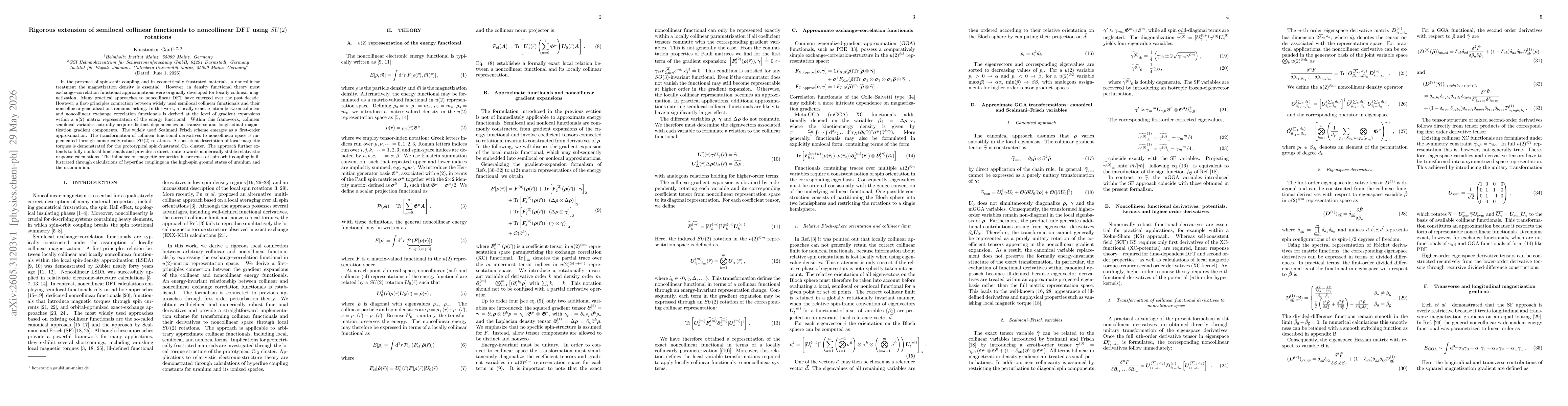 Thumbnail for Rigorous extension of semilocal collinear functionals to noncollinear DFT using $SU(2)$ rotations