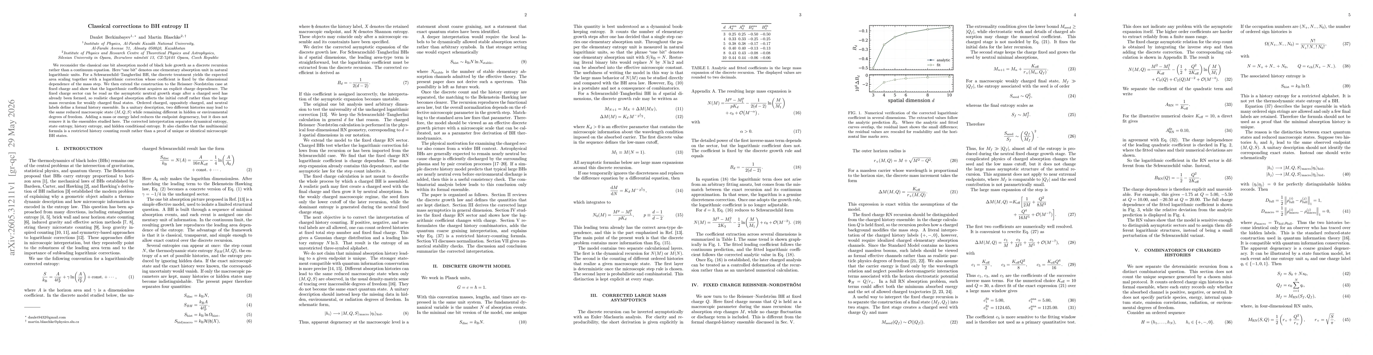 Thumbnail for Classical Corrections to Black Hole Entropy II