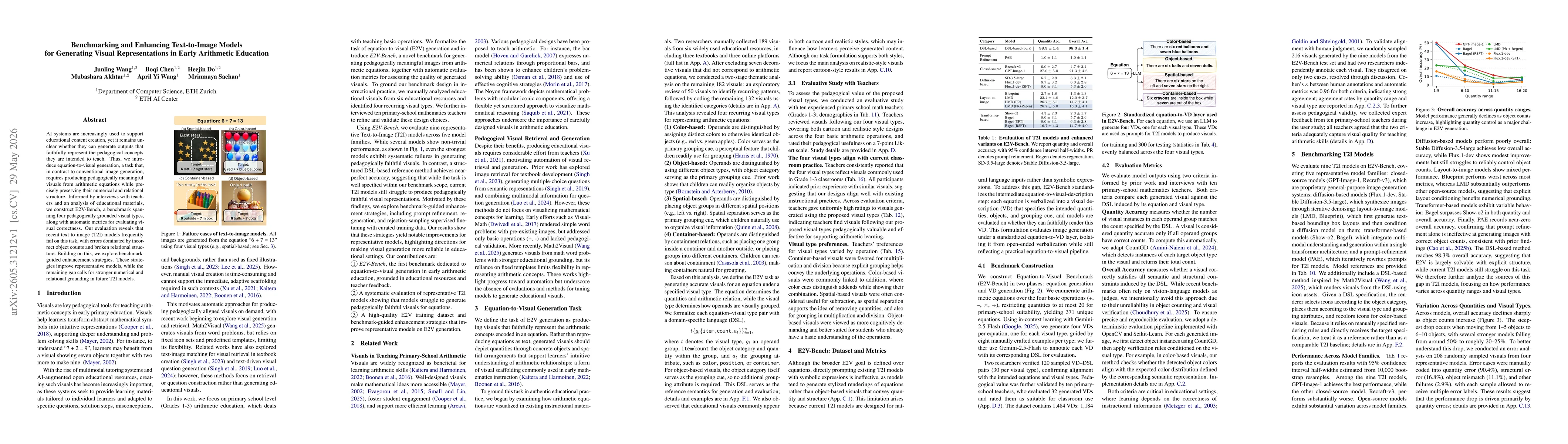 Thumbnail for Benchmarking and Enhancing Text-to-Image Models for Generating Visual Representations in Early Arithmetic Education
