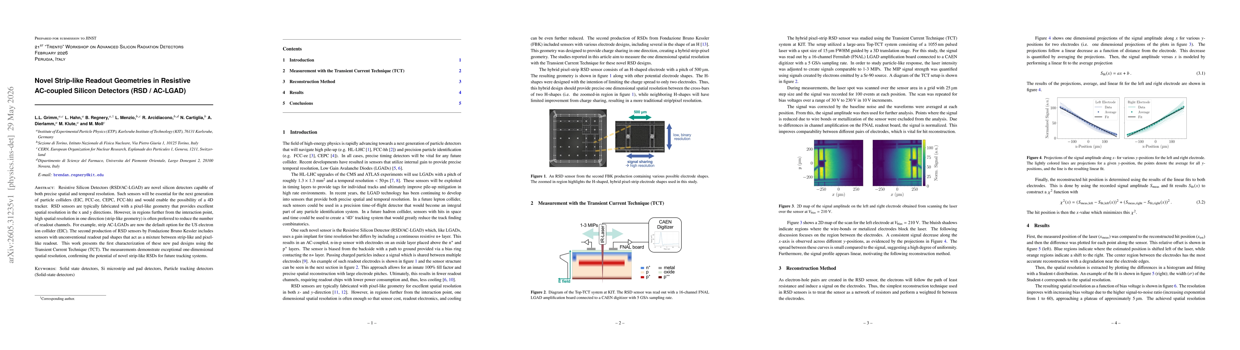Thumbnail for Novel Strip-like Readout Geometries in Resistive AC-coupled Silicon Detectors (RSD / AC-LGAD)