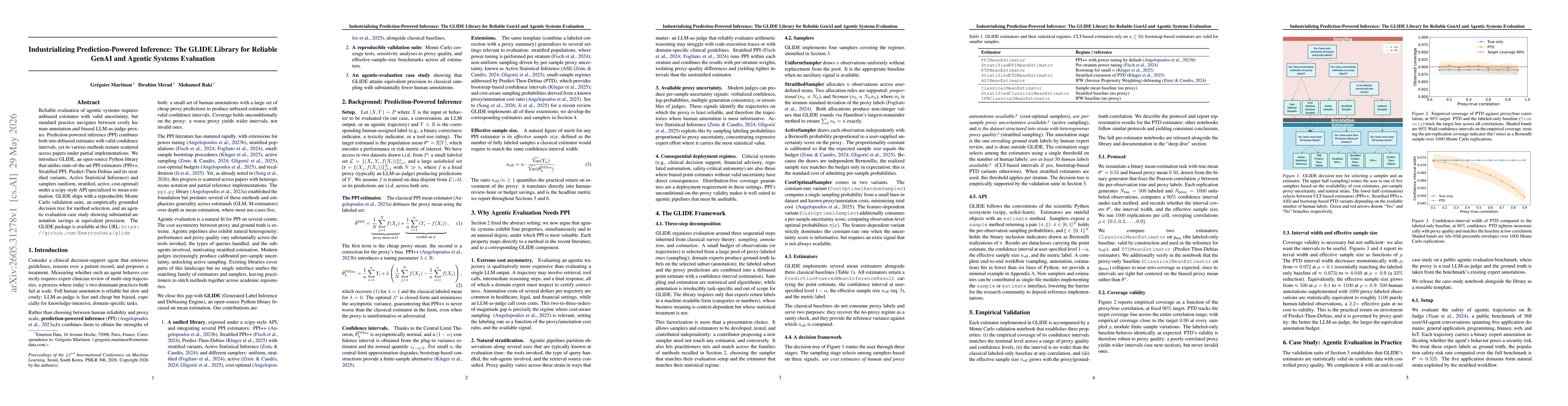 Thumbnail for Industrializing Prediction-Powered Inference: The GLIDE Library for Reliable GenAI and Agentic Systems Evaluation