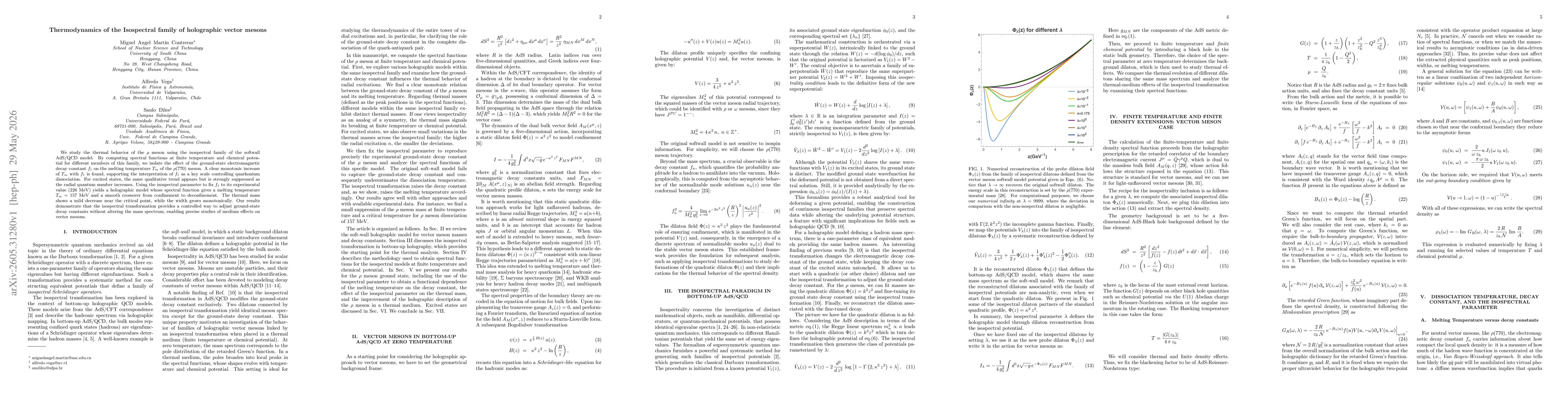 Thumbnail for Thermodynamics of the Isospectral family of holographic vector mesons