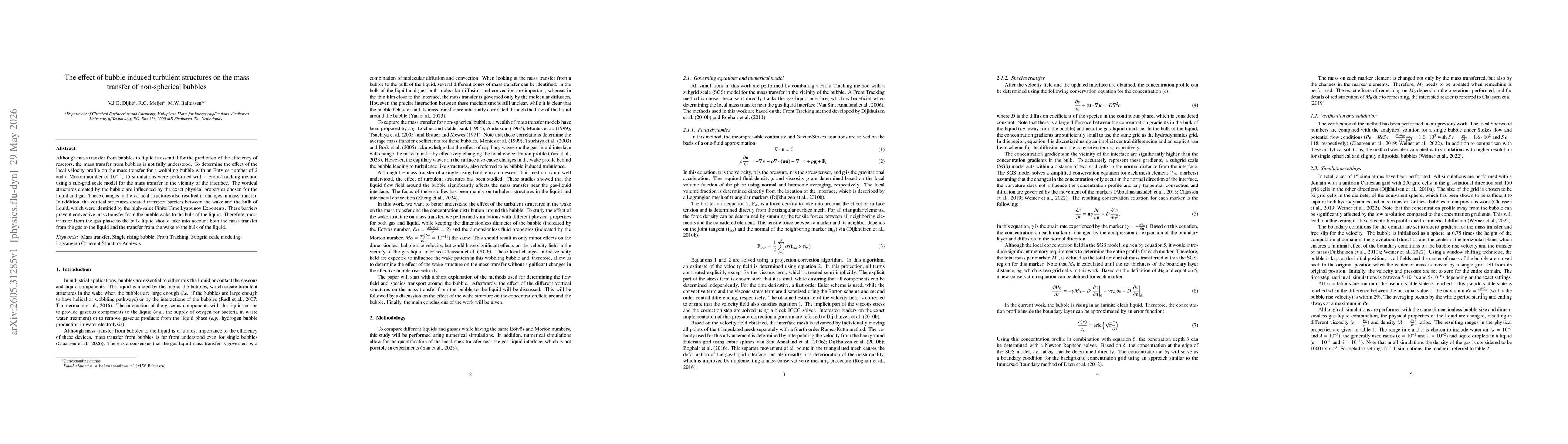 Thumbnail for The effect of bubble induced turbulent structures on the mass transfer of non-spherical bubbles