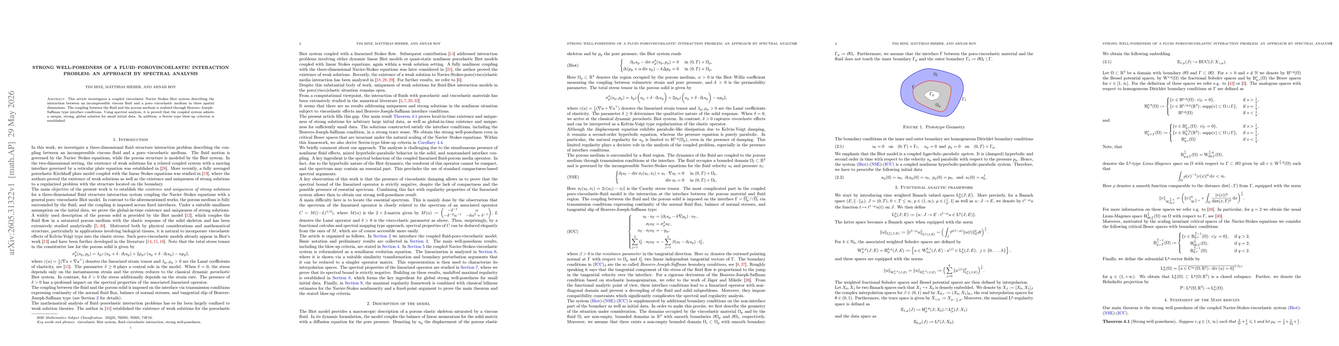 Thumbnail for Strong well-posedness of a fluid--poro-viscoelastic interaction problem: An approach by Spectral analysis