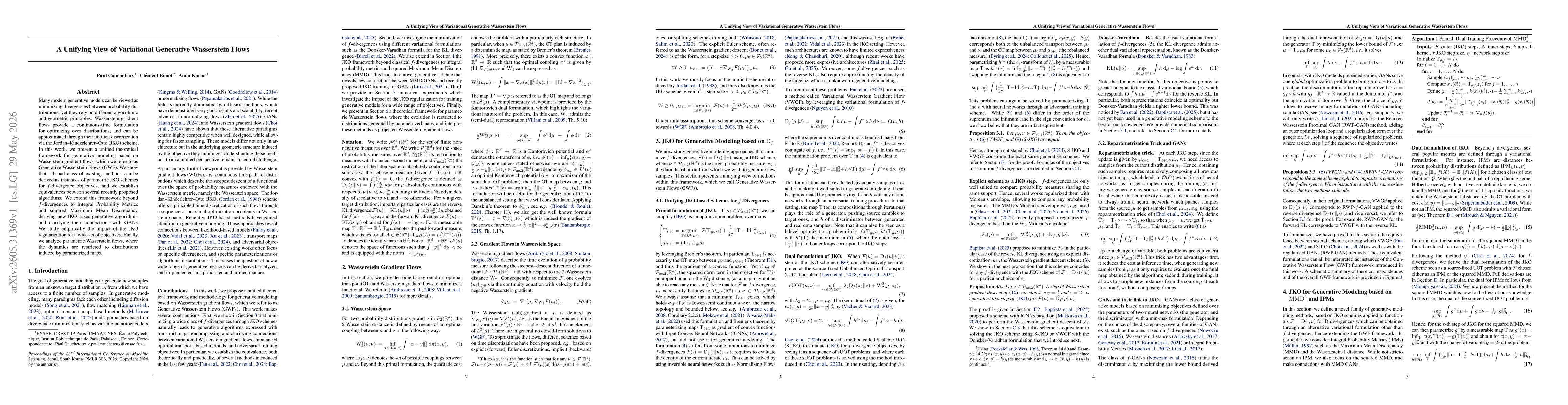 Thumbnail for A Unifying View of Variational Generative Wasserstein Flows