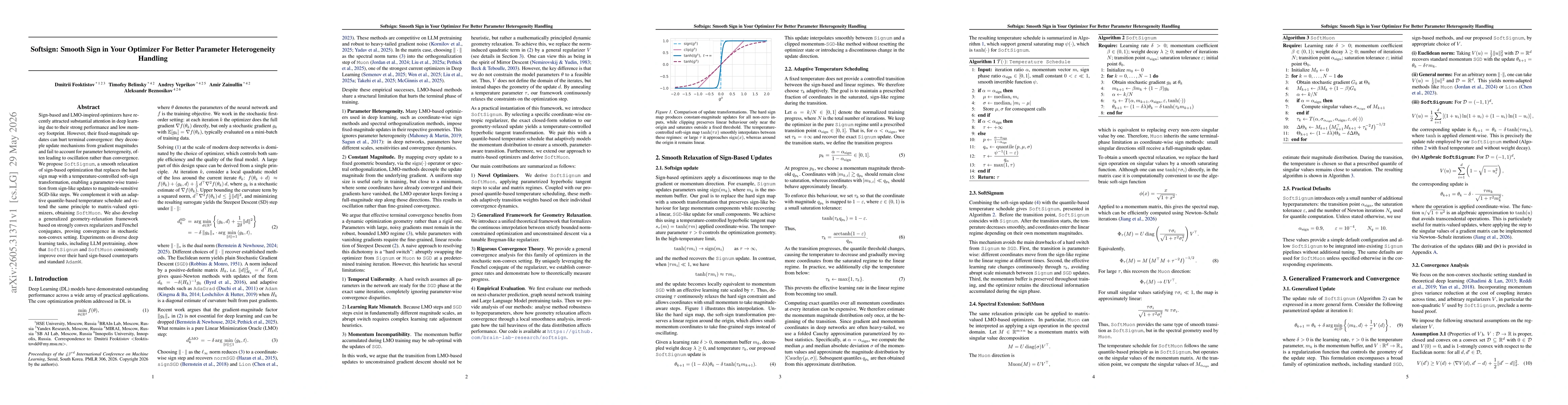 Thumbnail for Softsign: Smooth Sign in Your Optimizer For Better Parameter Heterogeneity Handling