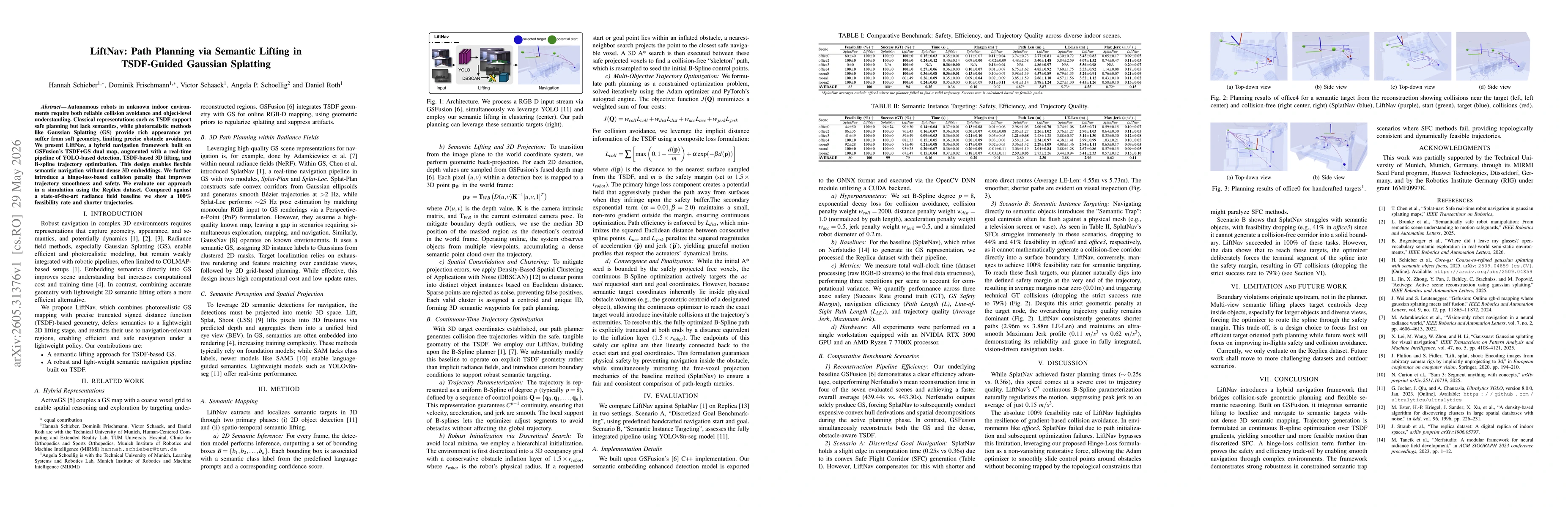 Thumbnail for LiftNav: Path Planning via Semantic Lifting in TSDF-Guided Gaussian Splatting