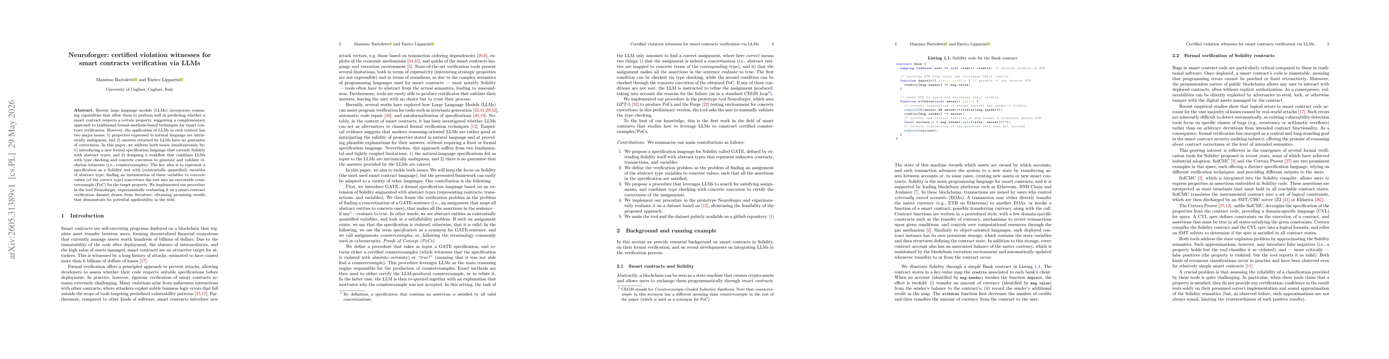 Thumbnail for Neuroforger: certified violation witnesses for smart contracts verification via LLMs