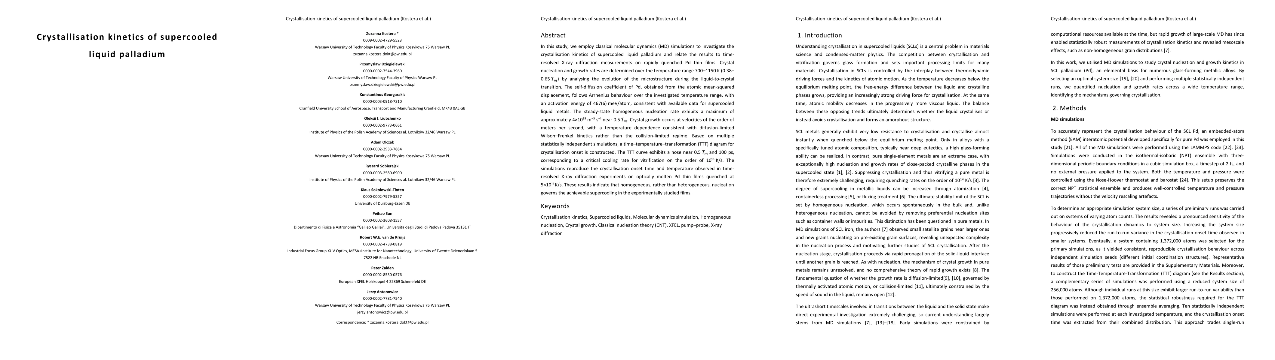 Thumbnail for Crystallisation kinetics of supercooled liquid palladium