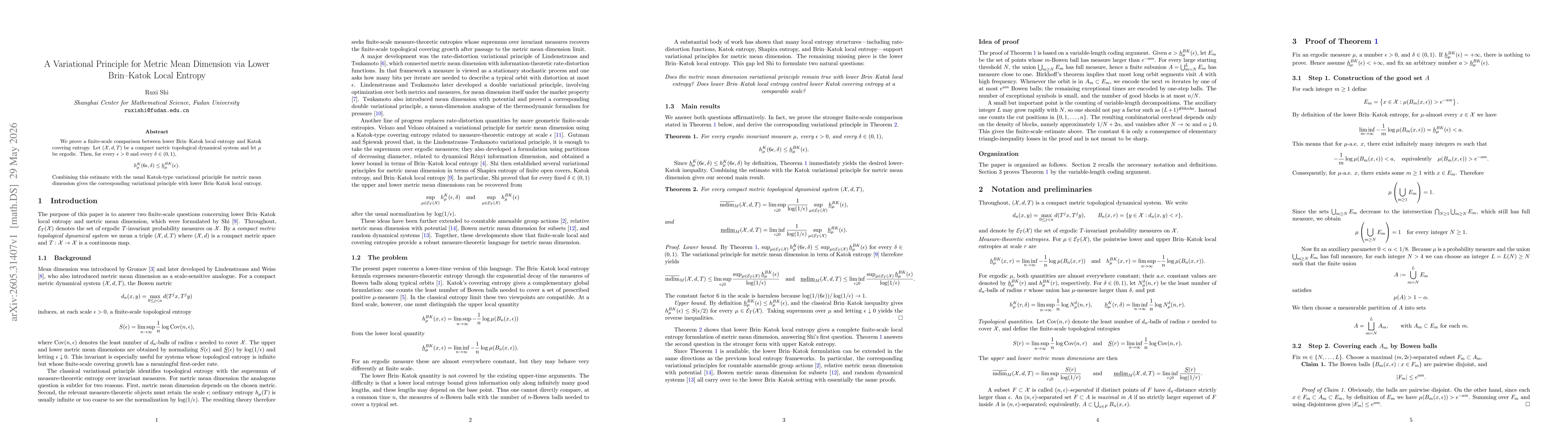 Thumbnail for A variational principle for metric mean dimension via lower Brin-Katok local entropy