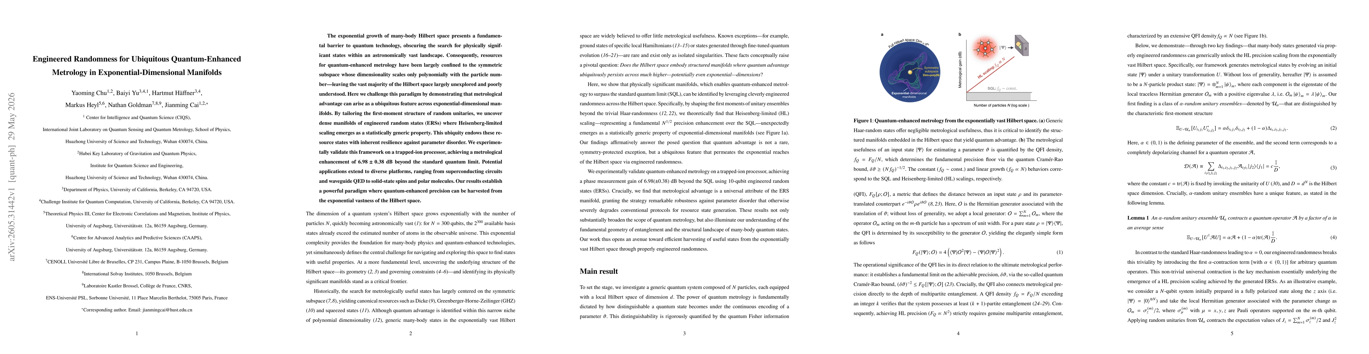 Thumbnail for Engineered Randomness for Ubiquitous Quantum-Enhanced Metrology in Exponential-Dimensional Manifolds