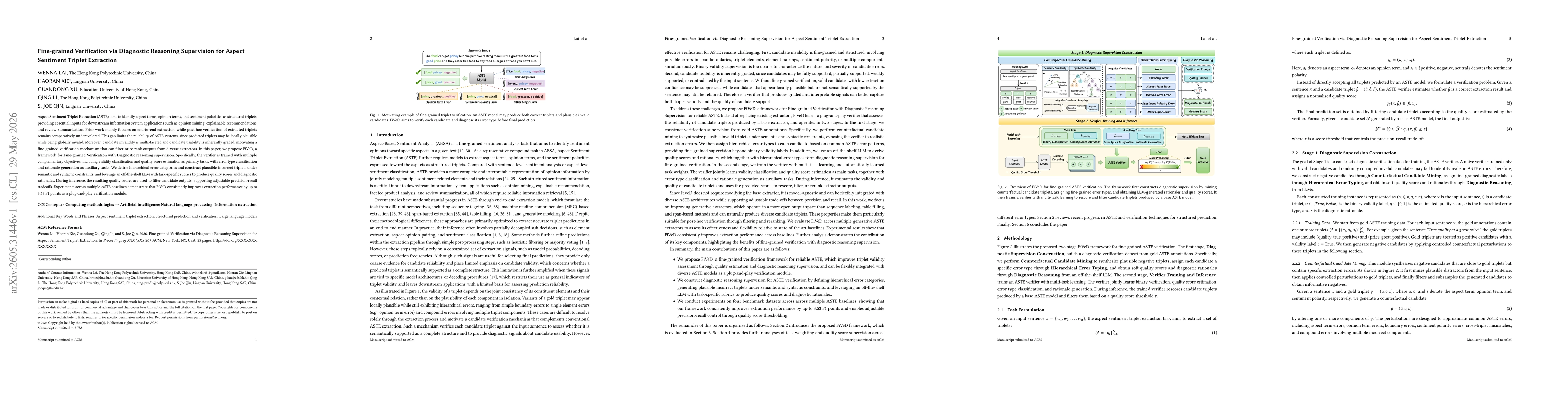 Thumbnail for Fine-grained Verification via Diagnostic Reasoning Supervision for Aspect Sentiment Triplet Extraction