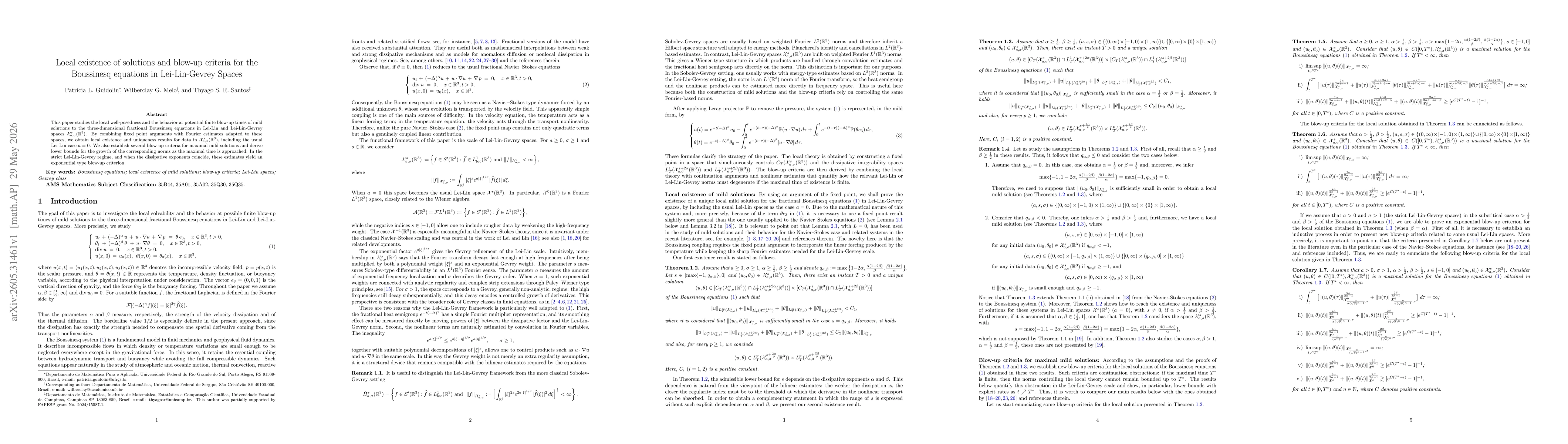 Thumbnail for Local existence of solutions and blow-up criteria for the Boussinesq equations in Lei-Lin-Gevrey Spaces