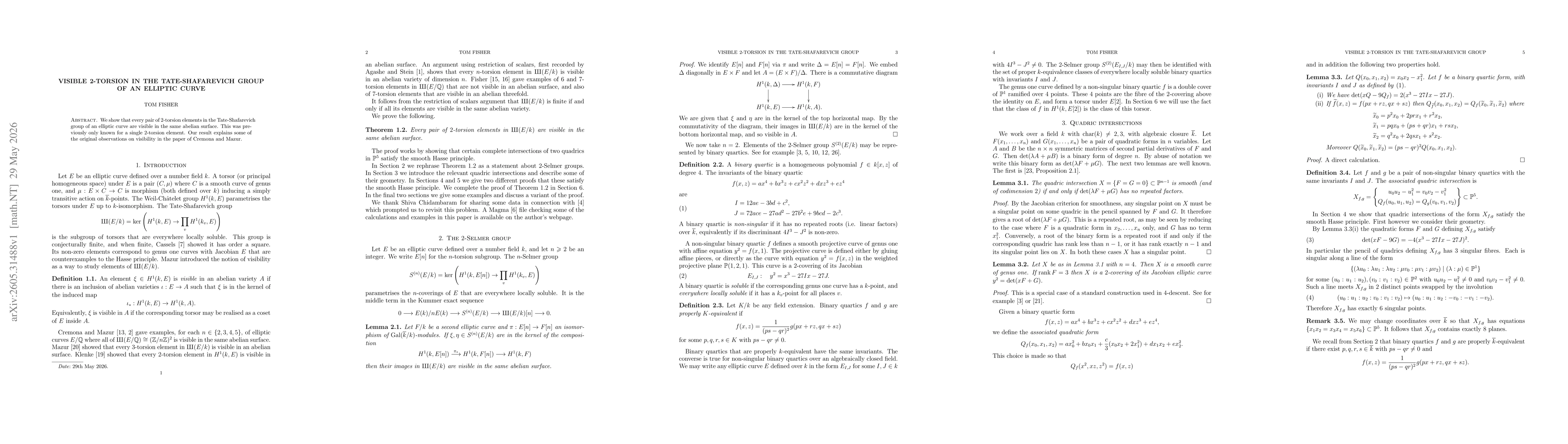Thumbnail for Visible 2-torsion in the Tate-Shafarevich group of an elliptic curve