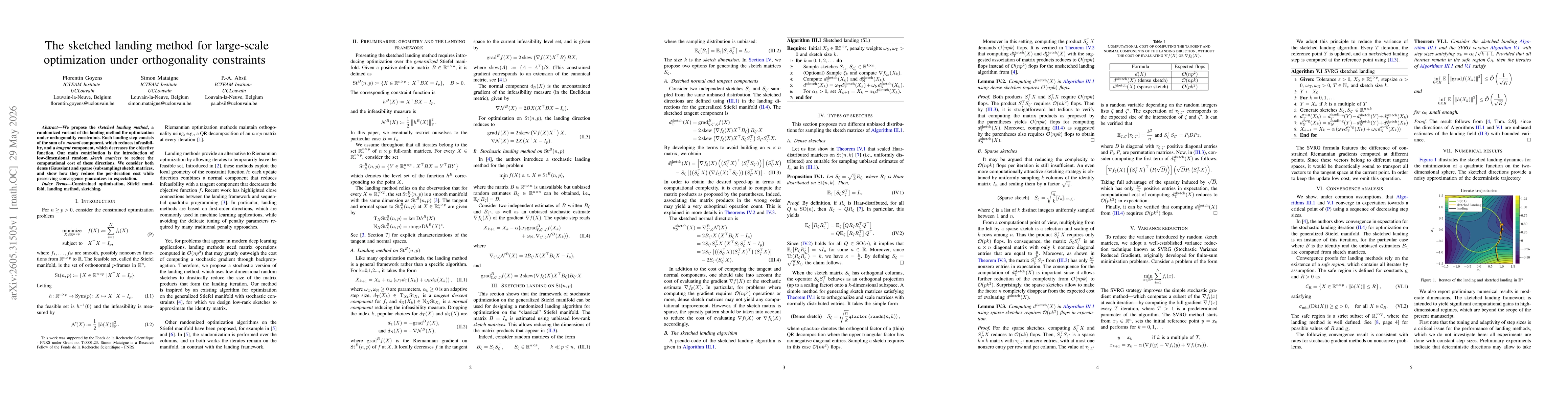 Thumbnail for The sketched landing method for large-scale optimization under orthogonality constraints