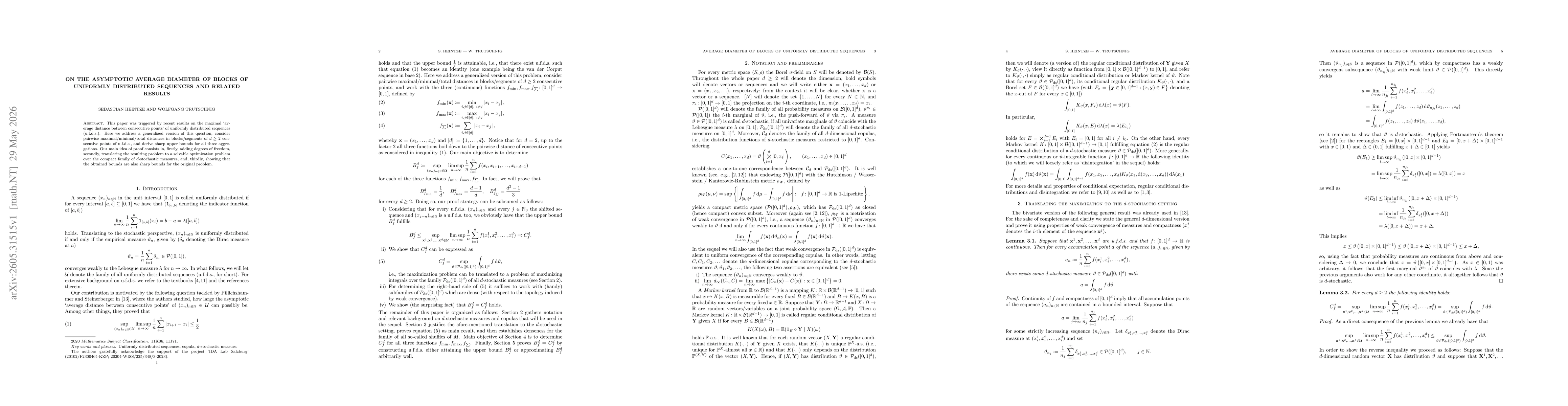 Thumbnail for On the asymptotic average diameter of blocks of uniformly distributed sequences and related results