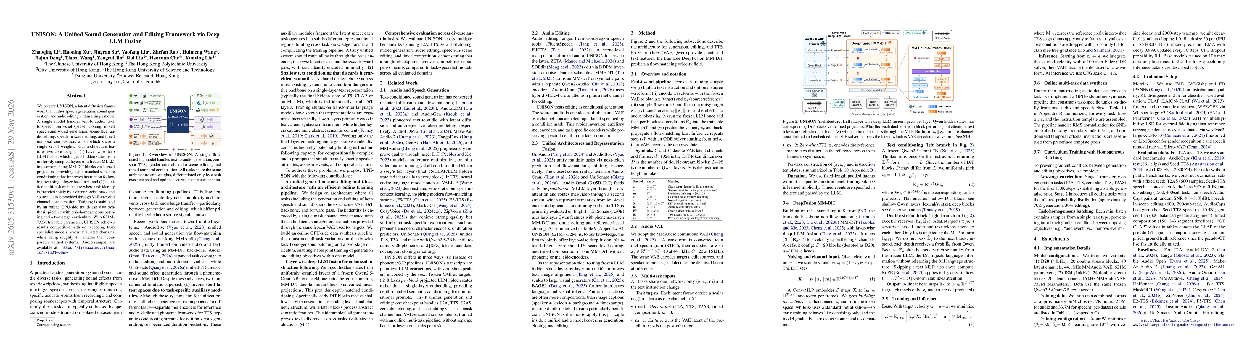 Thumbnail for UNISON: A Unified Sound Generation and Editing Framework via Deep LLM Fusion